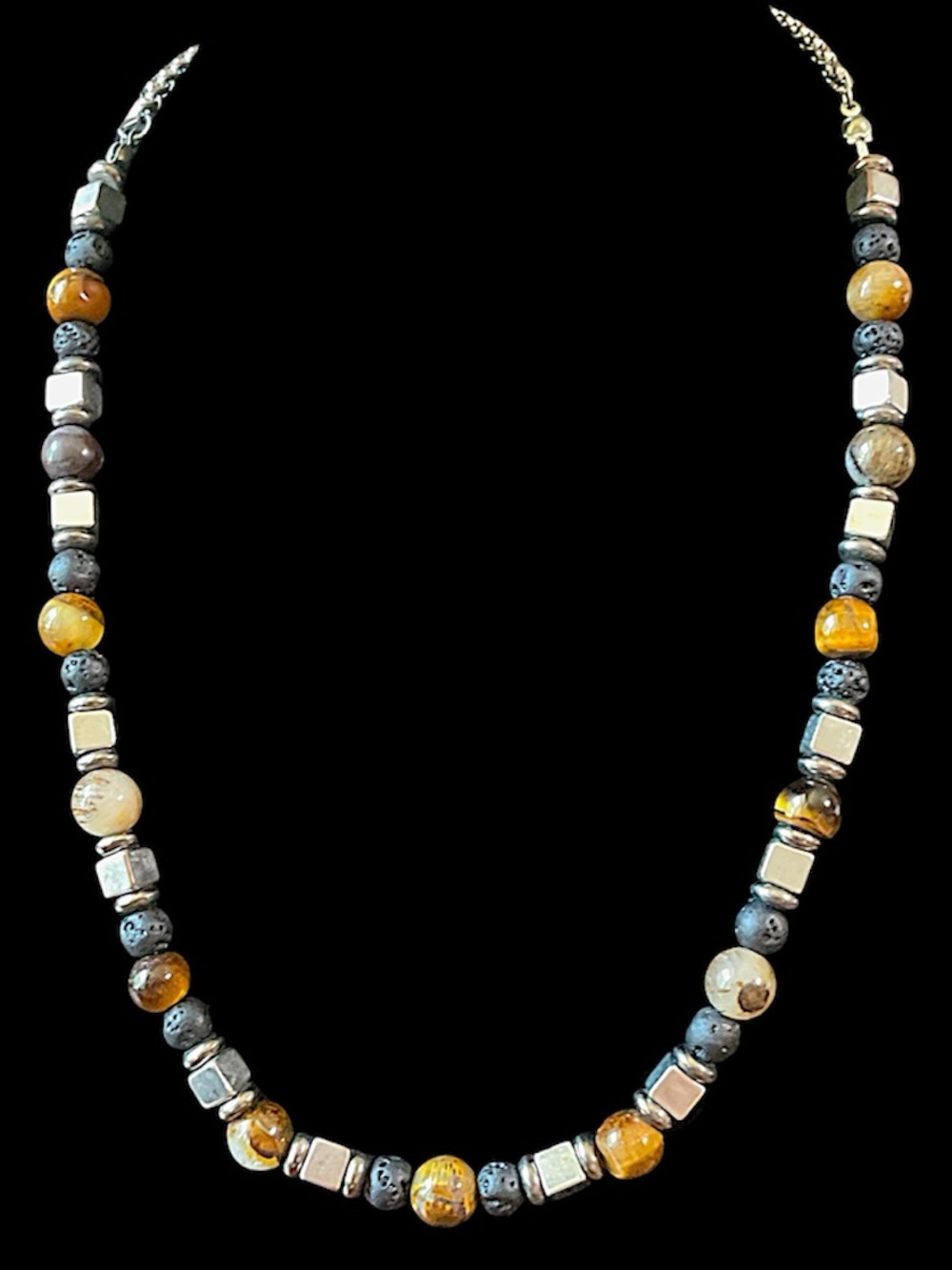 Tiger Eye Gemstone Boho Beaded Necklace